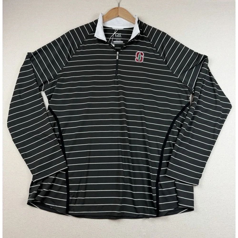 Stanford Cardinal Cutter & Buck Striped Women's Pullover 1/4 Zip XXXL DryTec 50+